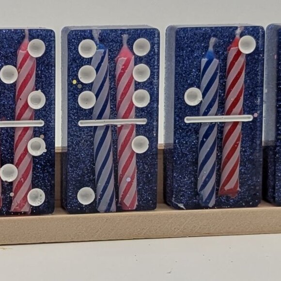 Exclusive  Chunky Birthday Candle Dominos Epoxy Resin Double-Six Set of 28 - Picture 2 of 5